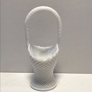 White Woven Milkglass Basket English Garden Basket